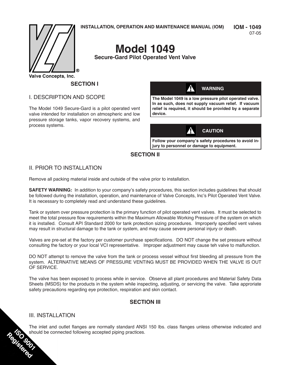 Cashco 1049 User Manual | 8 pages