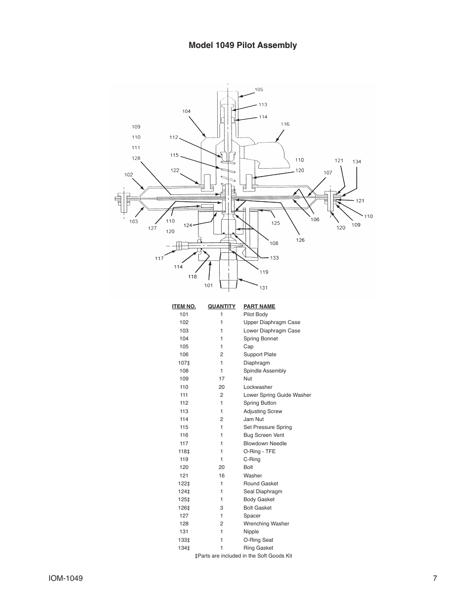 Model 1049 pilot assembly | Cashco 1049 User Manual | Page 7 / 8