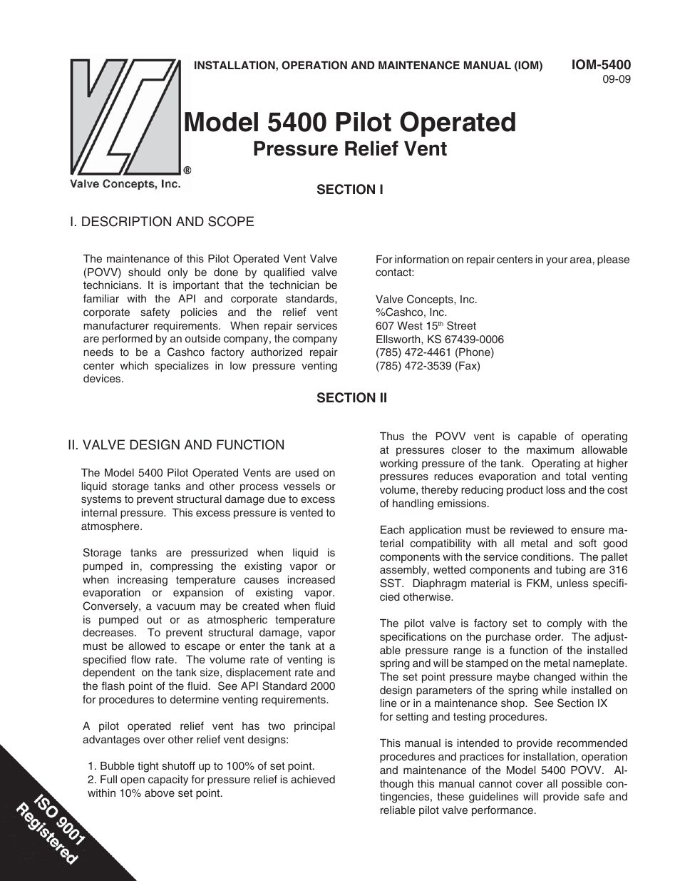 Cashco 5400 User Manual | 12 pages