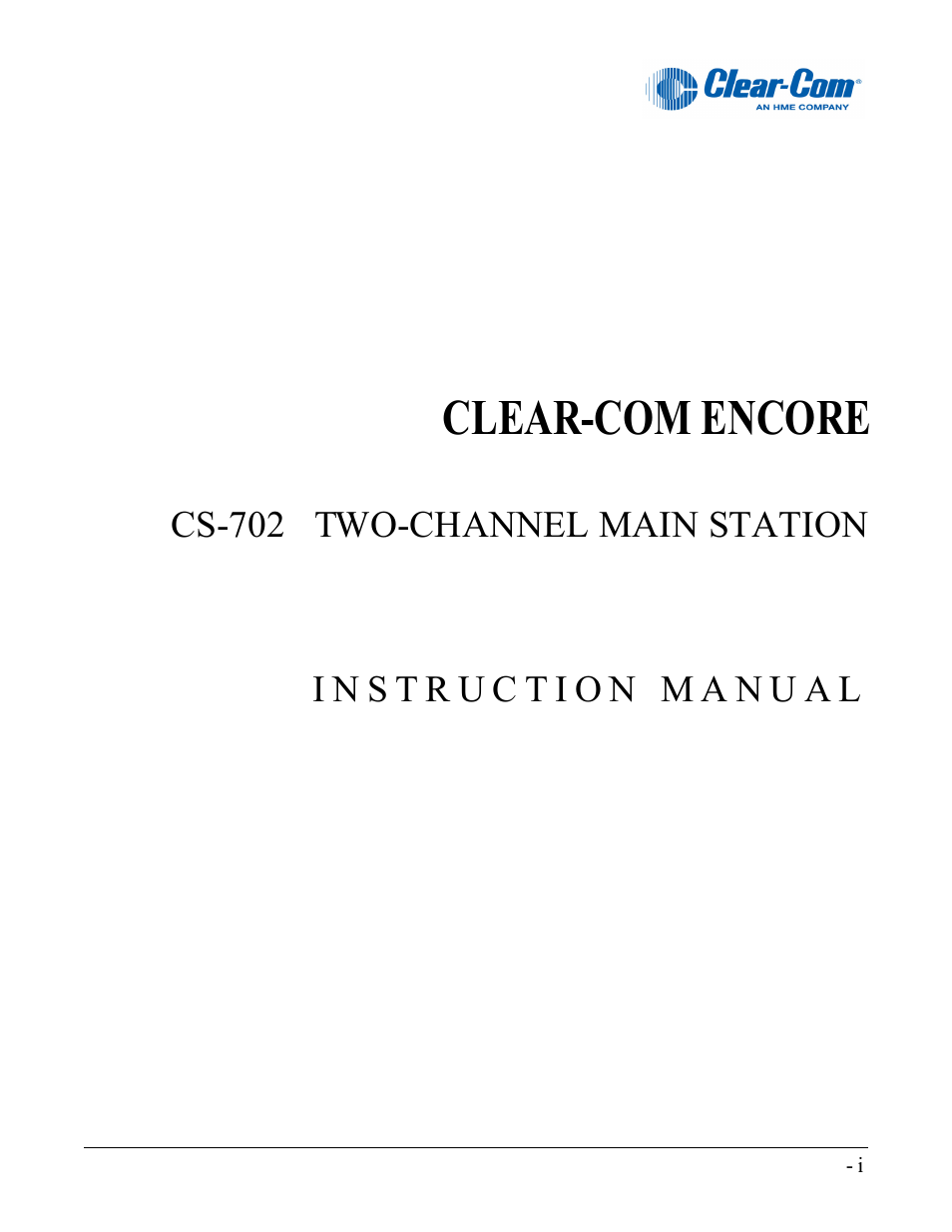 Clear-Com CS-702 User Manual | 36 pages