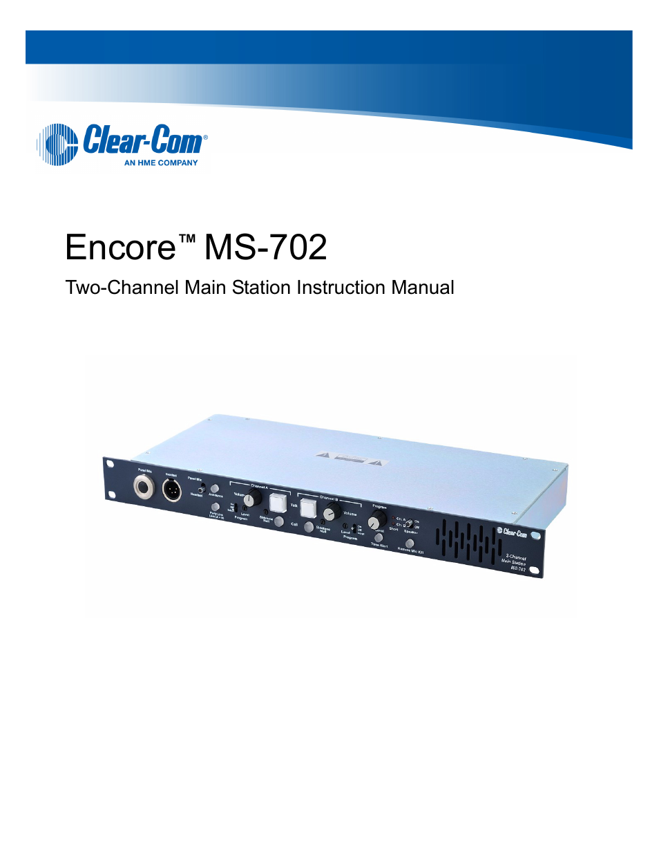 Clear-Com MS-702 User Manual | 32 pages