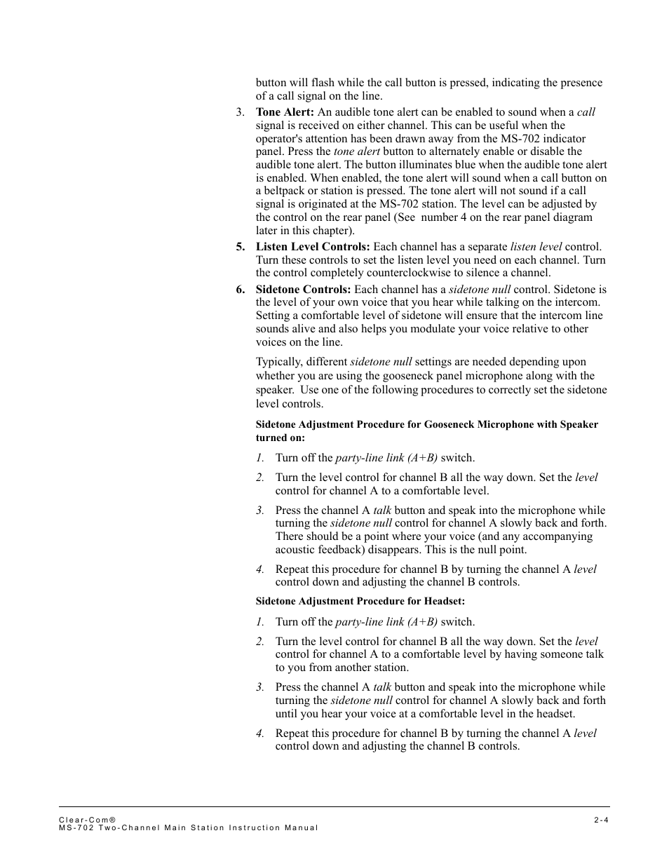 Clear-Com MS-702 User Manual | Page 10 / 32
