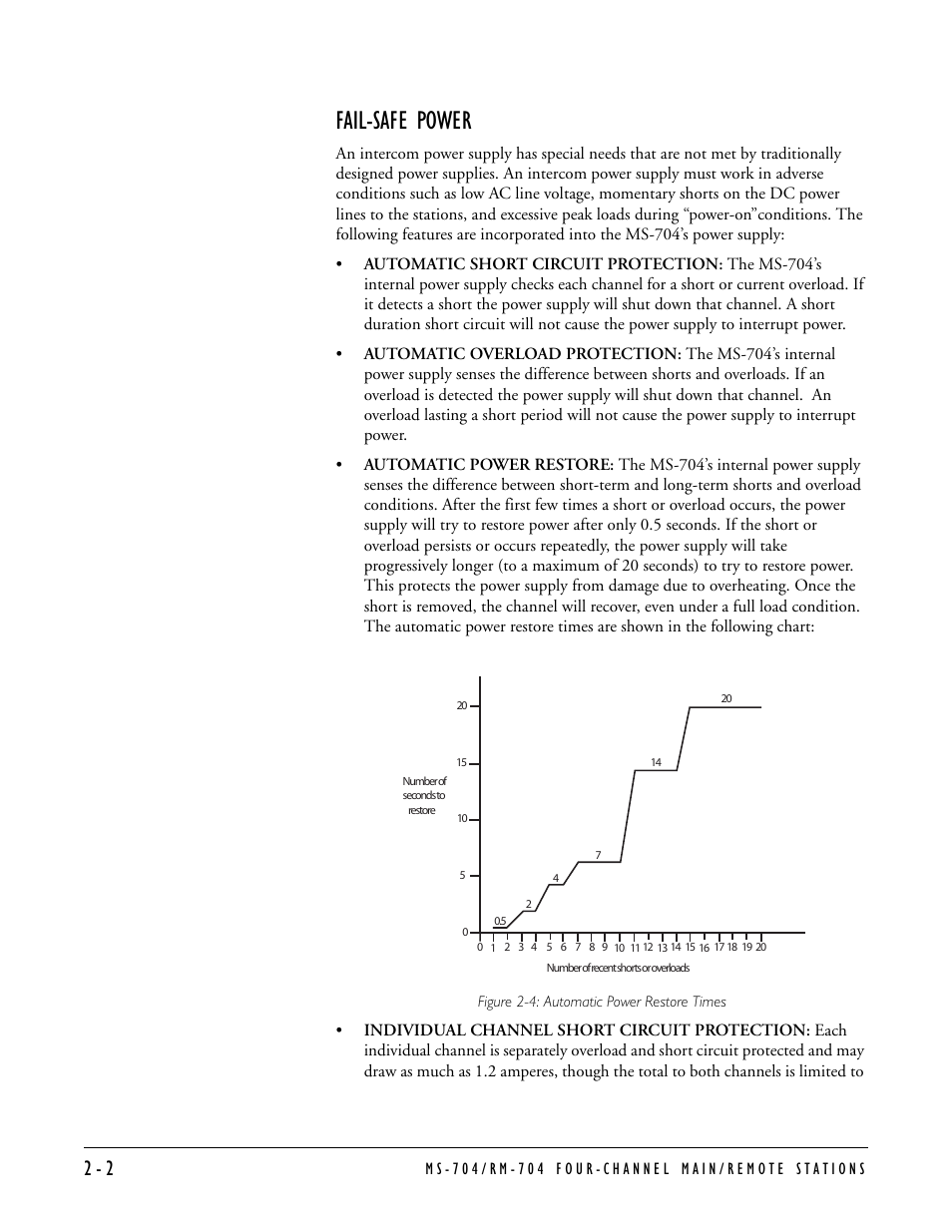 Fail-safe power, Fail-safe power -2 | Clear-Com MS-704 User Manual | Page 18 / 40