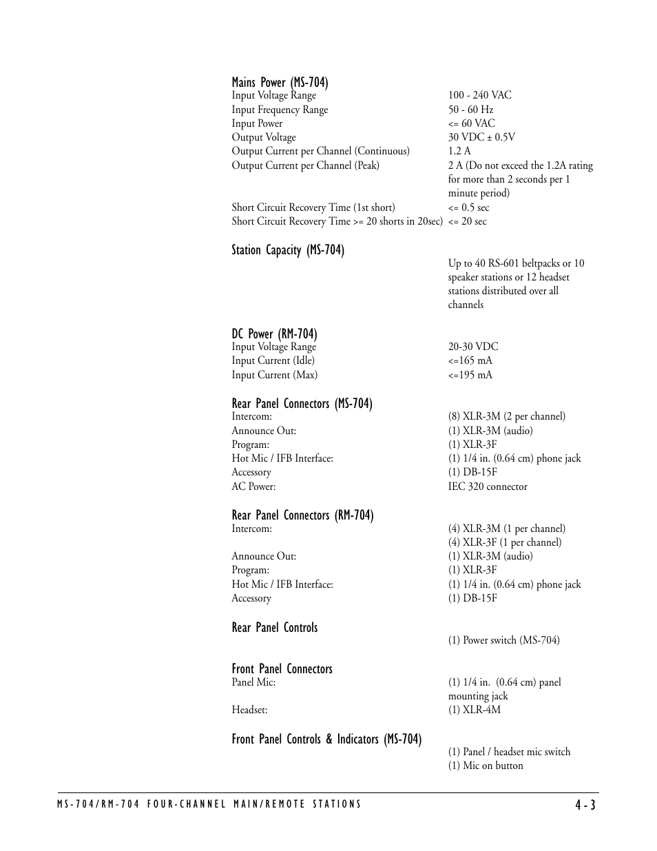 Clear-Com MS-704 User Manual | Page 33 / 40