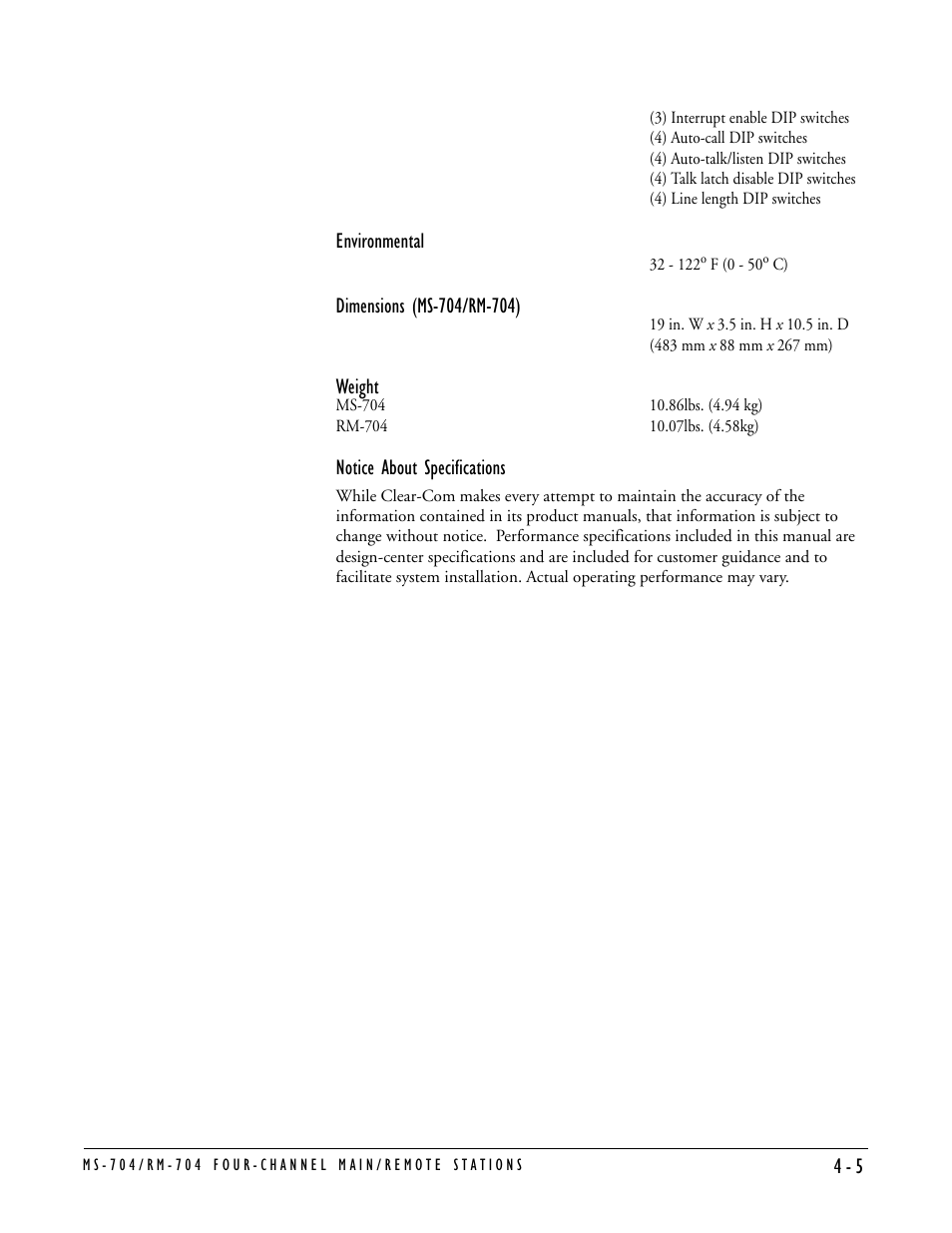 Clear-Com MS-704 User Manual | Page 35 / 40