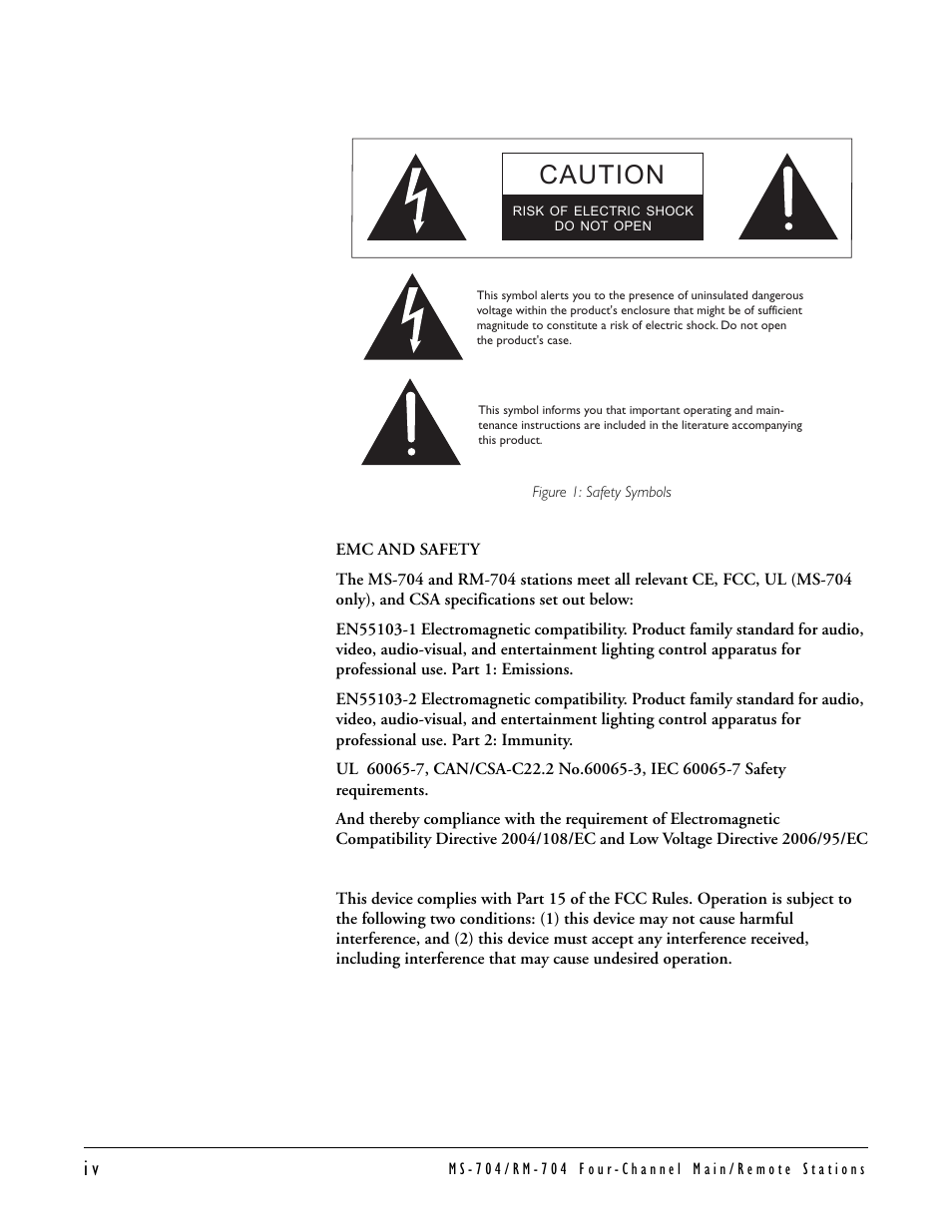 Caution | Clear-Com MS-704 User Manual | Page 6 / 40