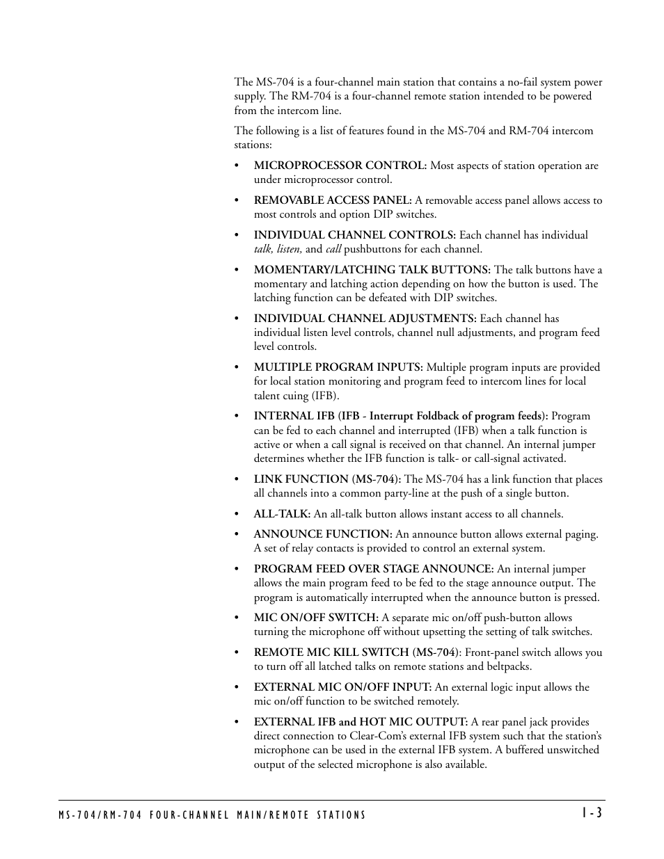 Clear-Com MS-704 User Manual | Page 9 / 40