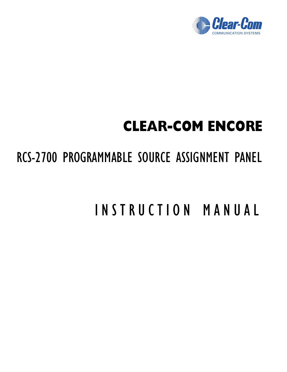 Clear-Com RCS-2700 User Manual | 54 pages