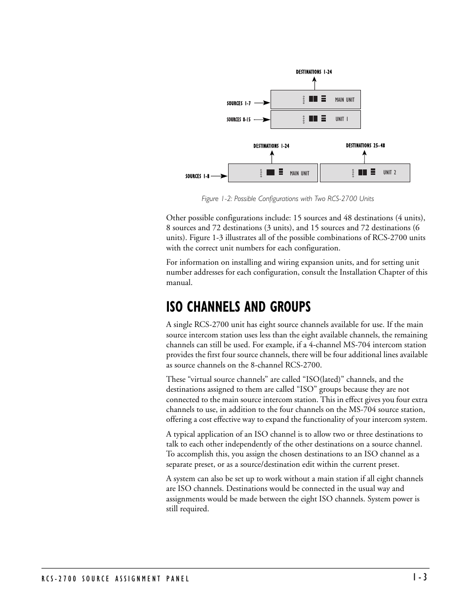 Iso channels and groups, Iso channels and groups -3 | Clear-Com RCS-2700 User Manual | Page 11 / 54