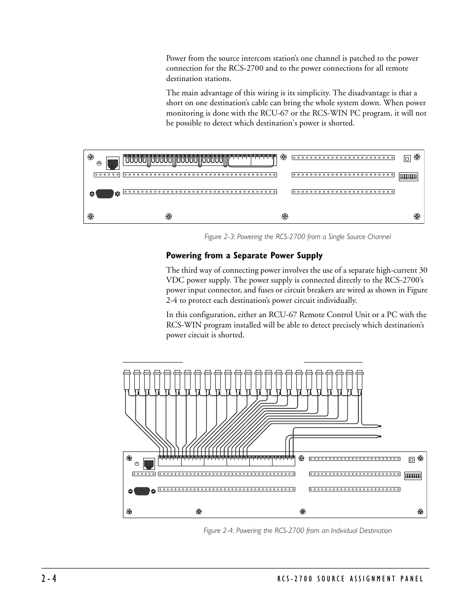 Powering from a separate power supply, Powering from a separate power supply -4 | Clear-Com RCS-2700 User Manual | Page 24 / 54