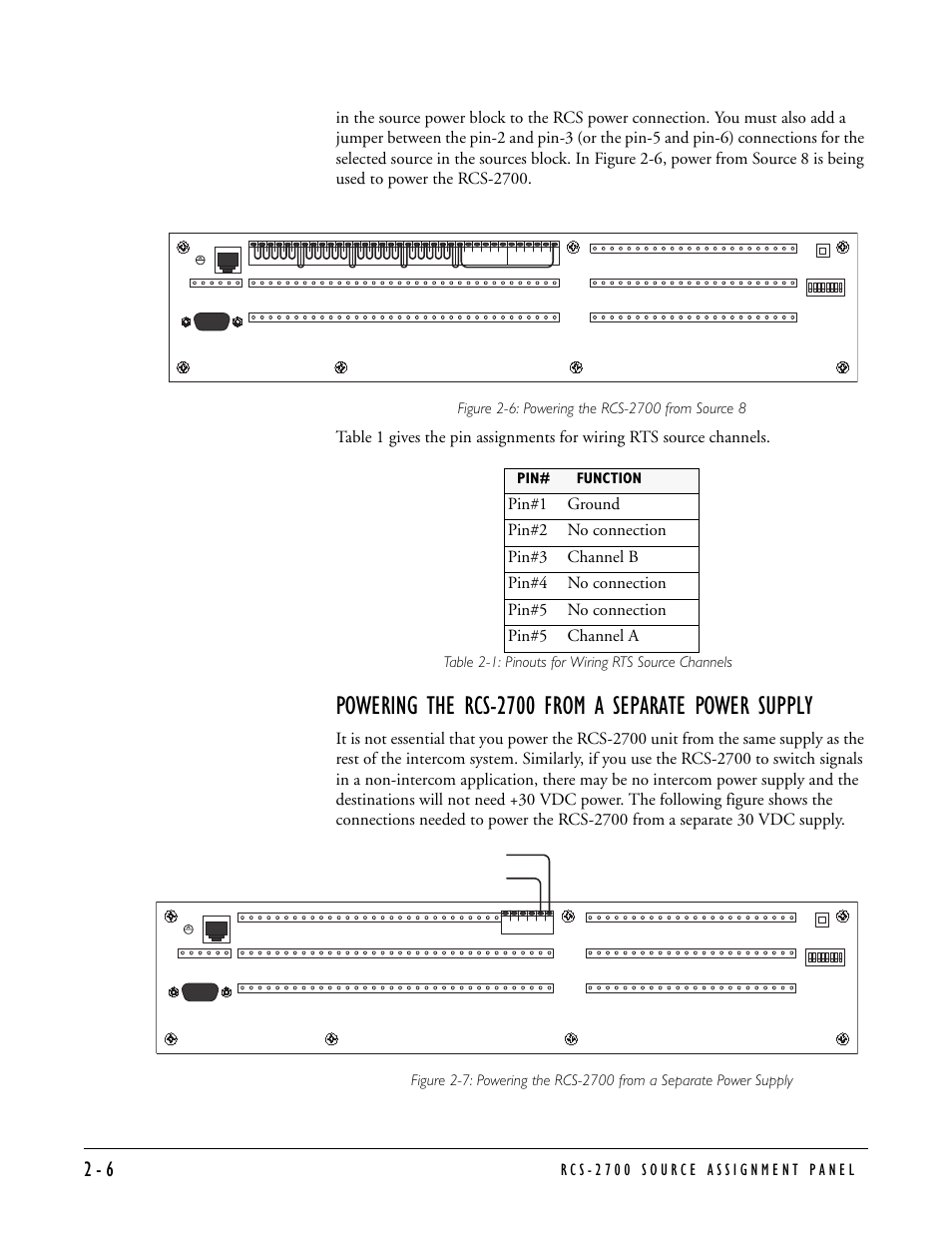 Powering the rcs-2700 from a separate power supply | Clear-Com RCS-2700 User Manual | Page 26 / 54