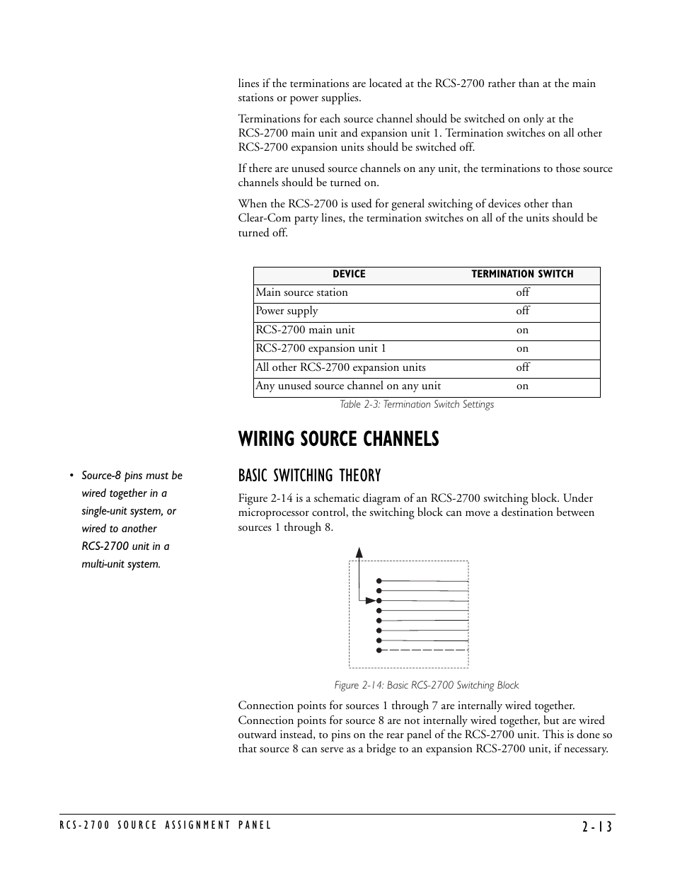 Wiring source channels, Basic switching theory, Wiring source channels -13 | Basic switching theory -13 | Clear-Com RCS-2700 User Manual | Page 33 / 54