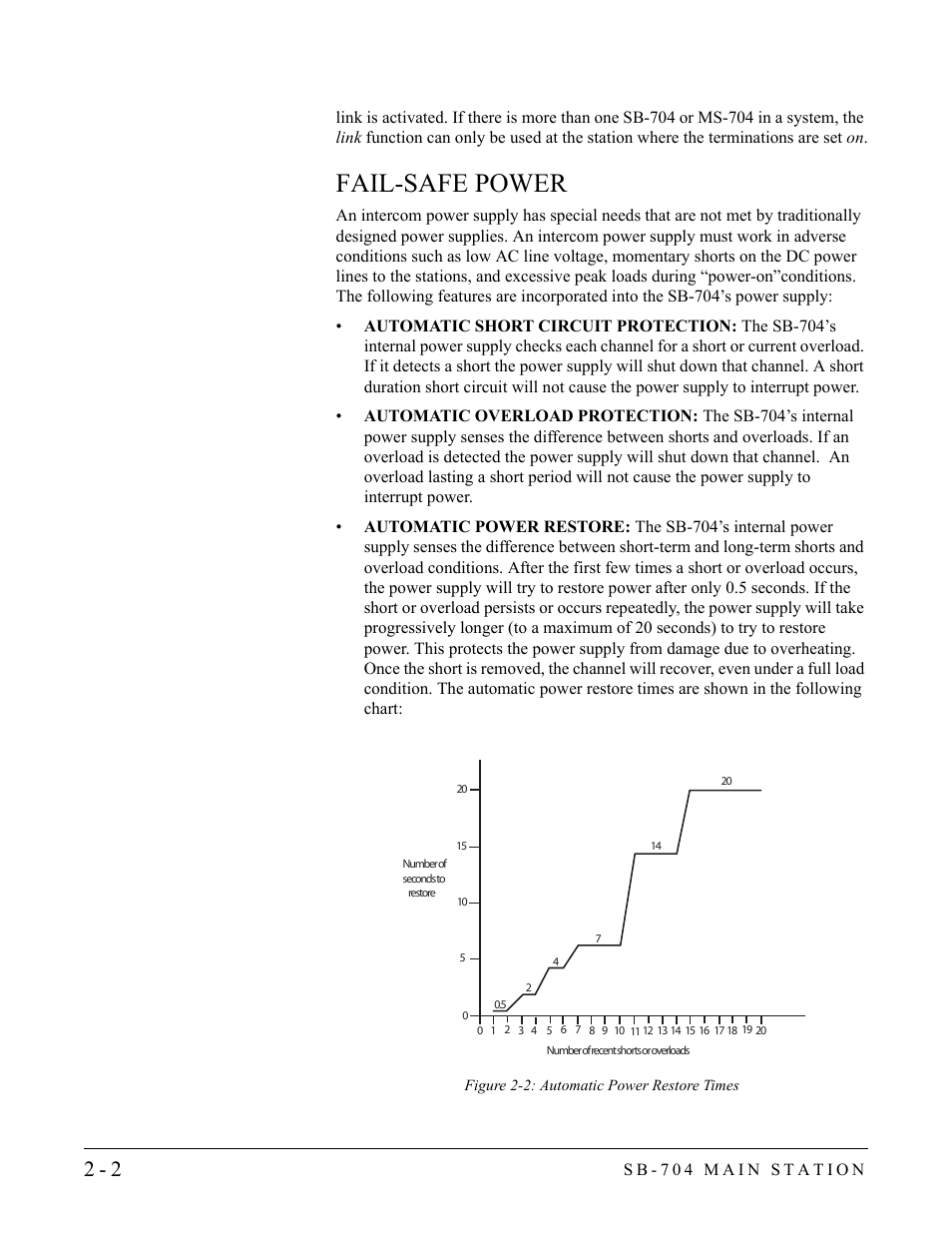 Fail-safe power, Fail-safe power -2 | Clear-Com SB-704 User Manual | Page 20 / 42