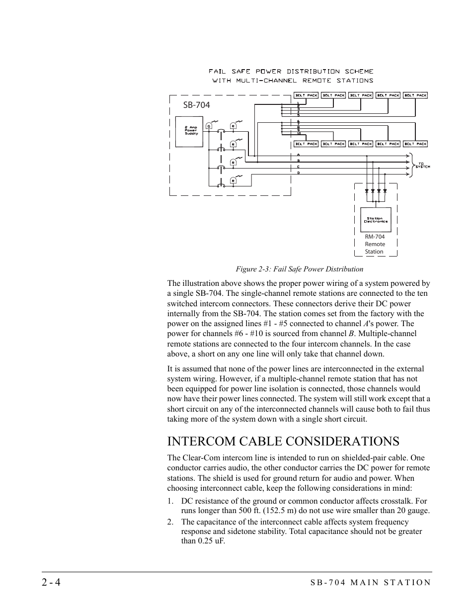 Intercom cable considerations, Intercom cable considerations -4 | Clear-Com SB-704 User Manual | Page 22 / 42