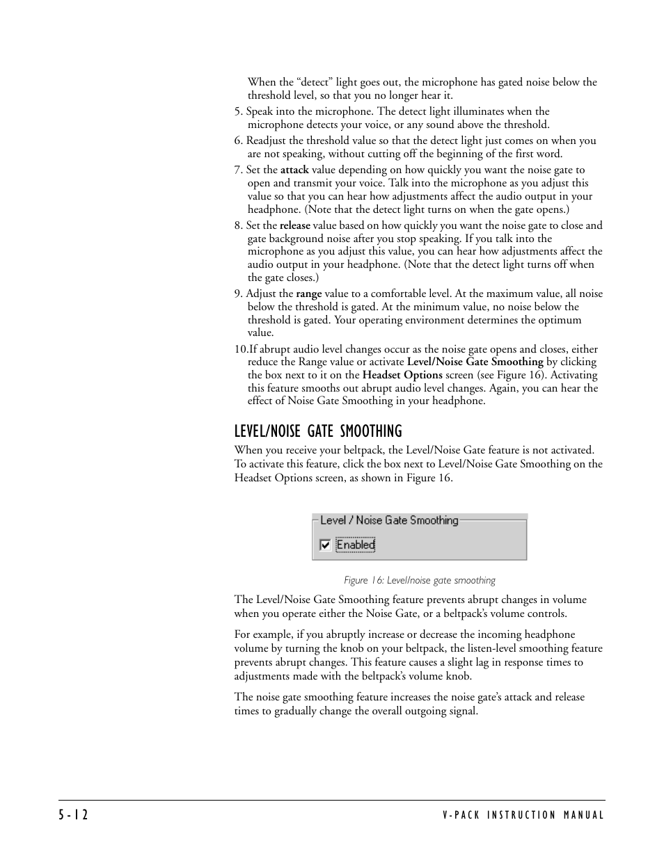 Level/noise gate smoothing, Level/noise gate smoothing -12 | Clear-Com RS-603 (No longer available) User Manual | Page 44 / 60