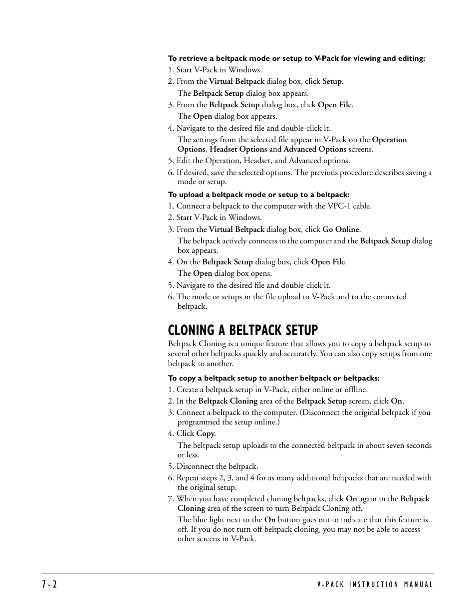 Cloning a beltpack setup, Cloning a beltpack setup -2 | Clear-Com RS-603 (No longer available) User Manual | Page 52 / 60