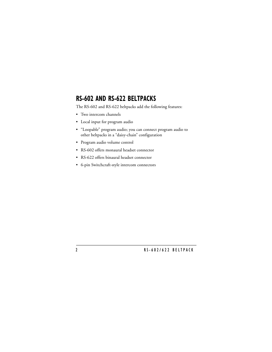 Clear-Com RS-602 (No longer available) User Manual | Page 6 / 56