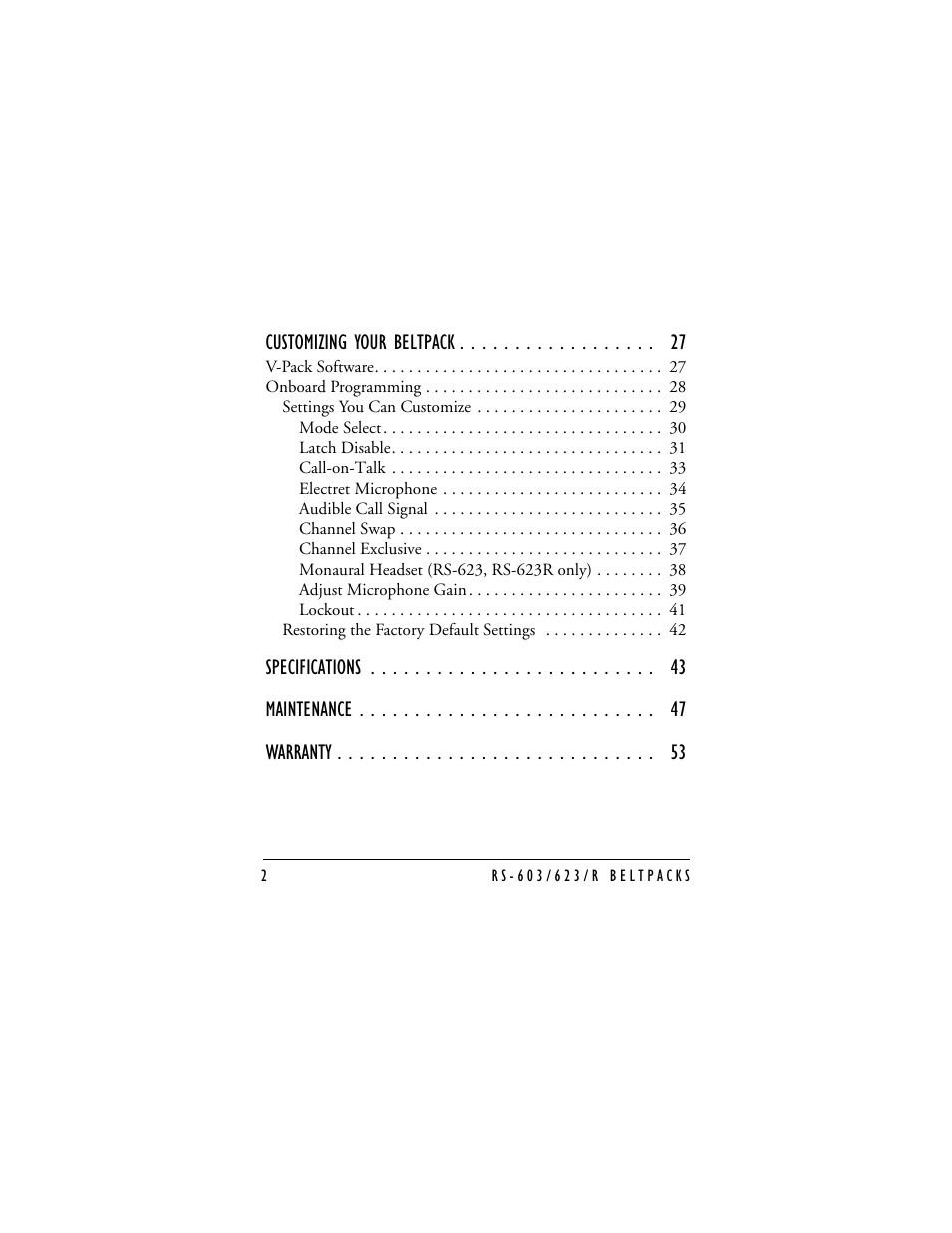 Clear-Com RS-603 (No longer available) User Manual | Page 4 / 58