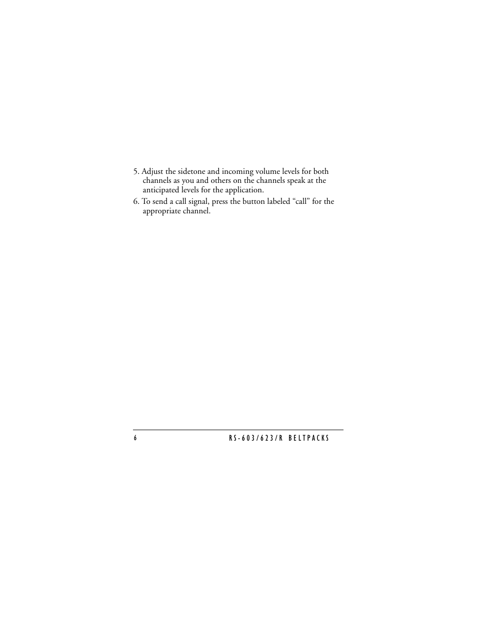 Clear-Com RS-603 (No longer available) User Manual | Page 8 / 58