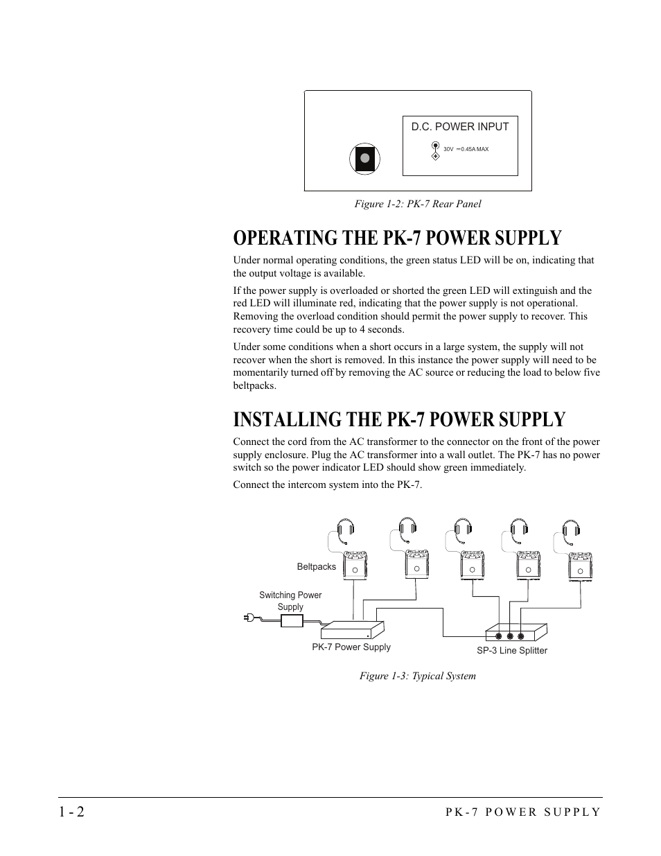 Operating the pk-7 power supply, Installing the pk-7 power supply | Clear-Com PK-7 User Manual | Page 8 / 14