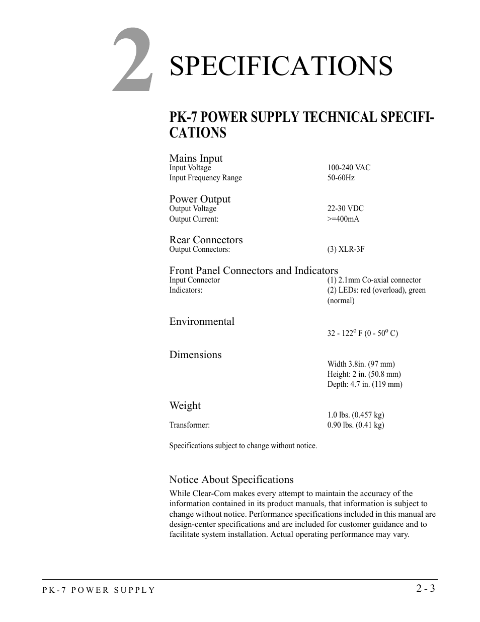 Clear-Com PK-7 User Manual | Page 9 / 14