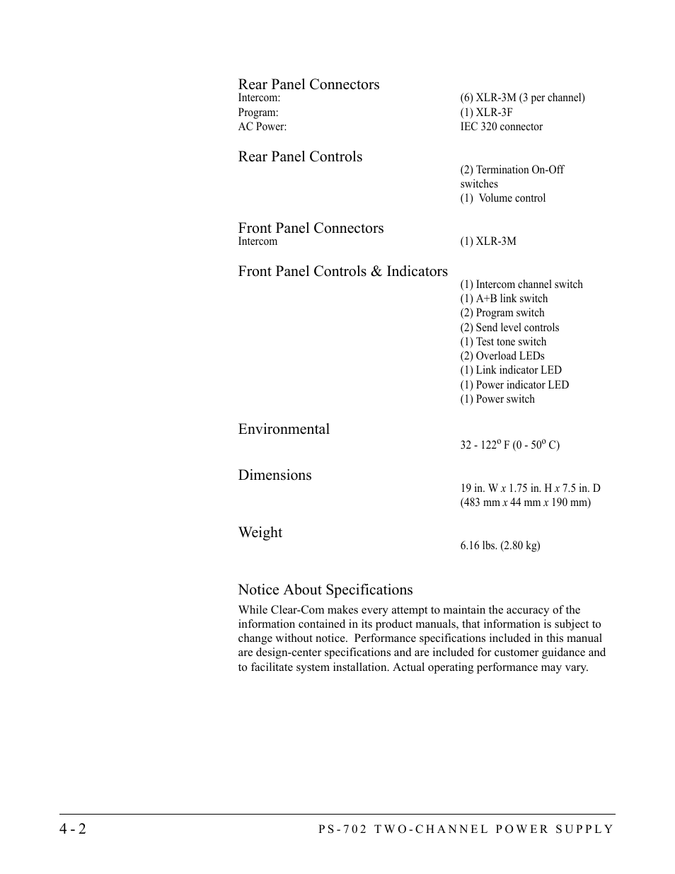 Clear-Com PS-702 User Manual | Page 22 / 28