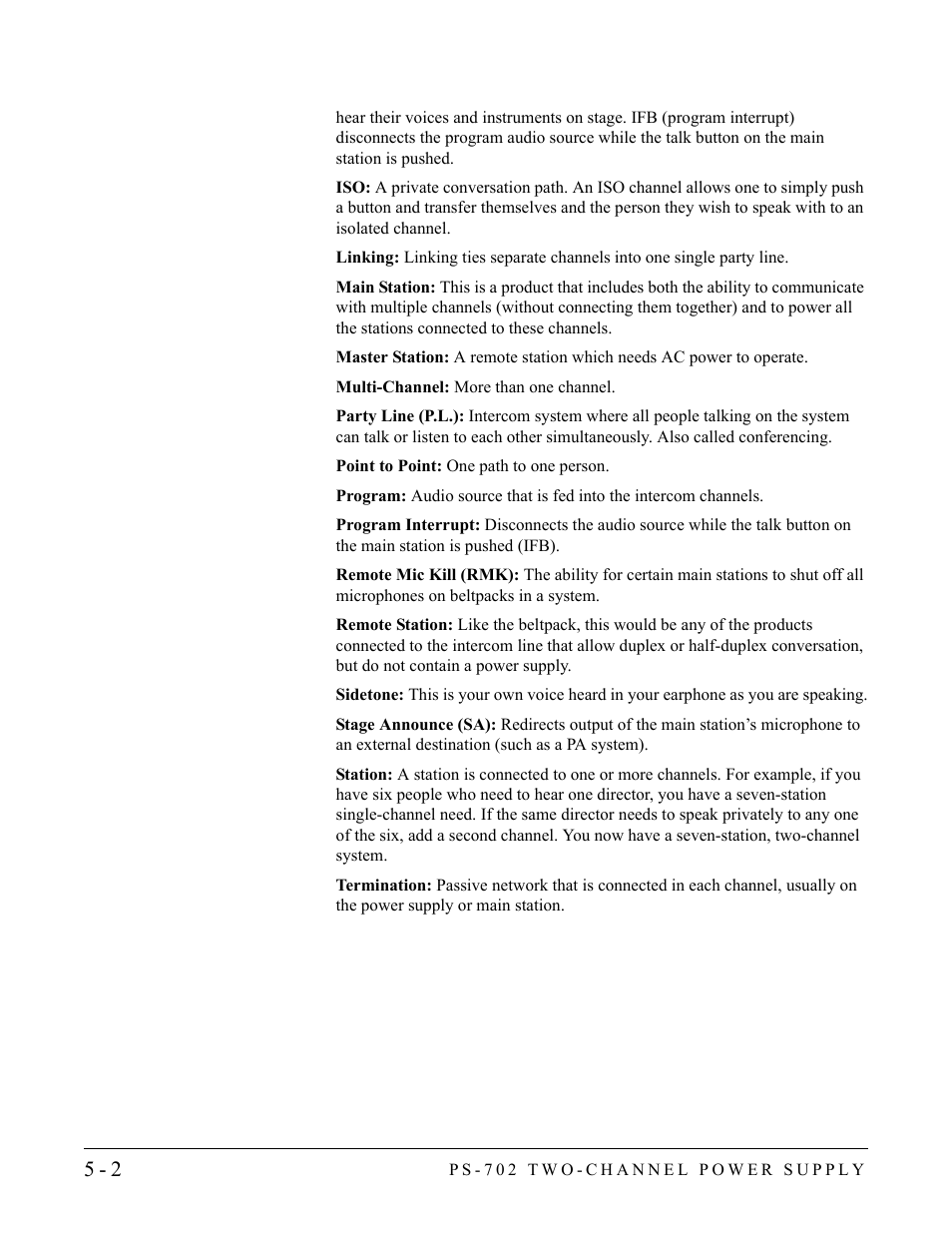 Clear-Com PS-702 User Manual | Page 24 / 28