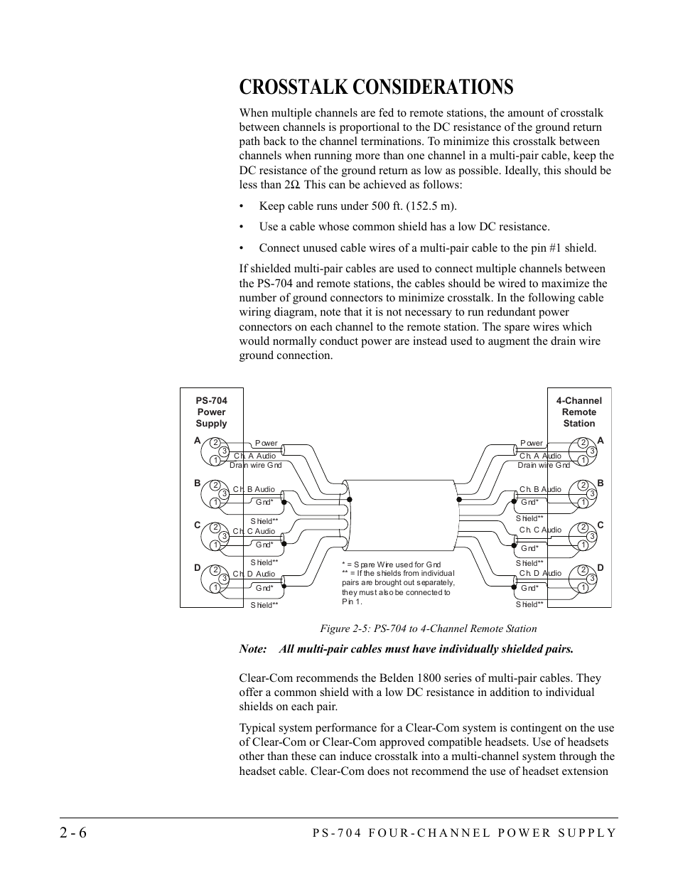 Crosstalk considerations, Crosstalk considerations -6 | Clear-Com PS-704 User Manual | Page 20 / 34