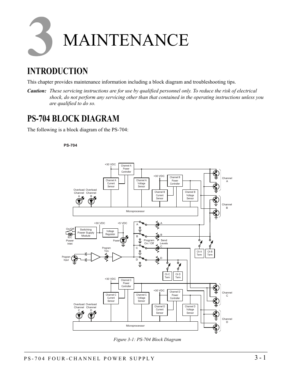 Maintenance, Introduction, Ps-704 block diagram | Maintenance -1, Introduction -1 ps-704 block diagram -1, The following is a block diagram of the ps-704 | Clear-Com PS-704 User Manual | Page 23 / 34