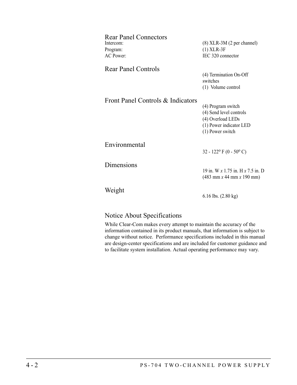 Clear-Com PS-704 User Manual | Page 28 / 34