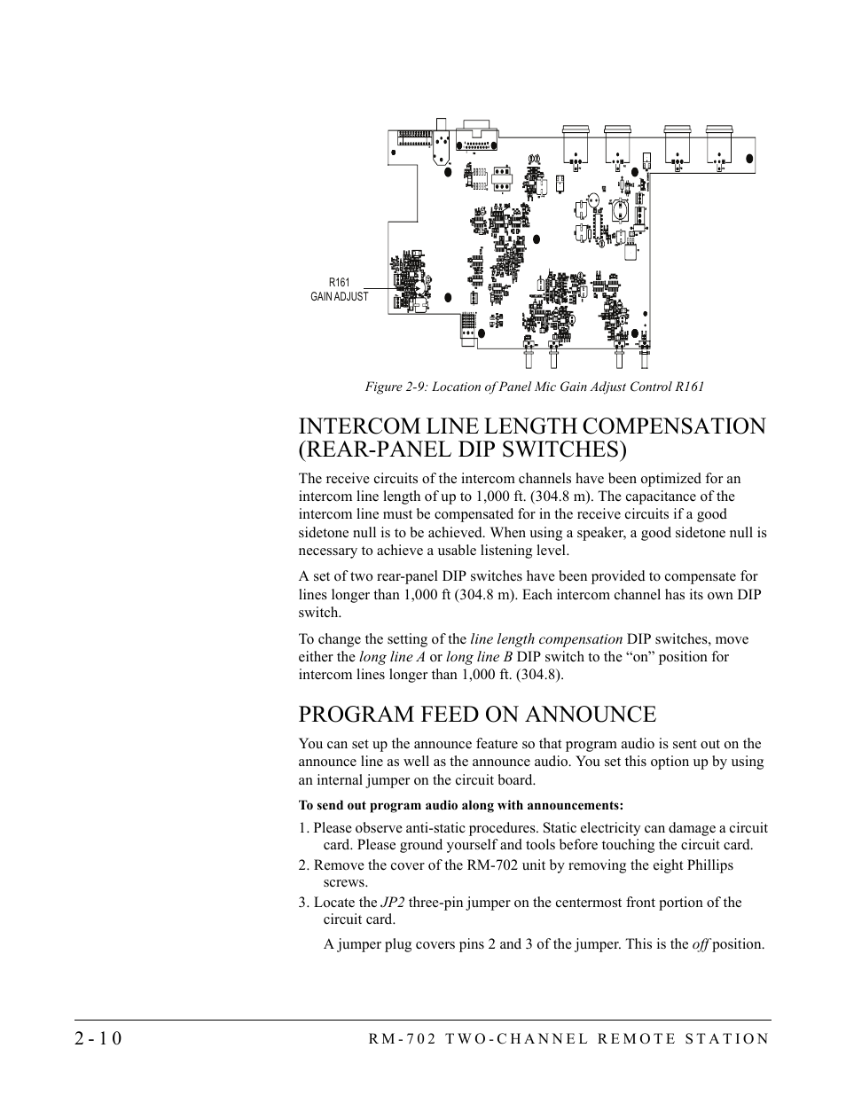 Program feed on announce | Clear-Com RM-702 User Manual | Page 22 / 42