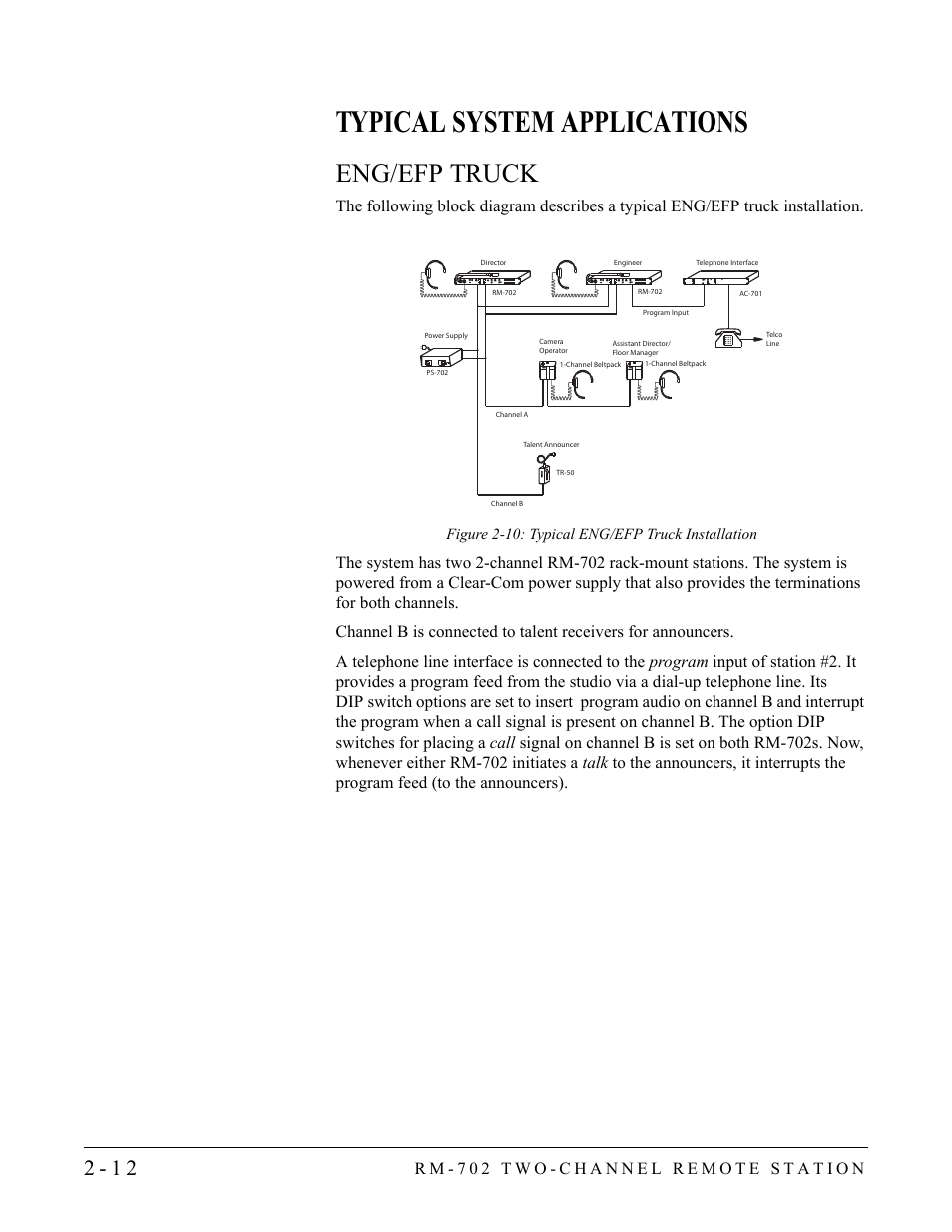 Typical system applications, Eng/efp truck, Typical system applications -11 | Eng/efp truck -11 | Clear-Com RM-702 User Manual | Page 24 / 42