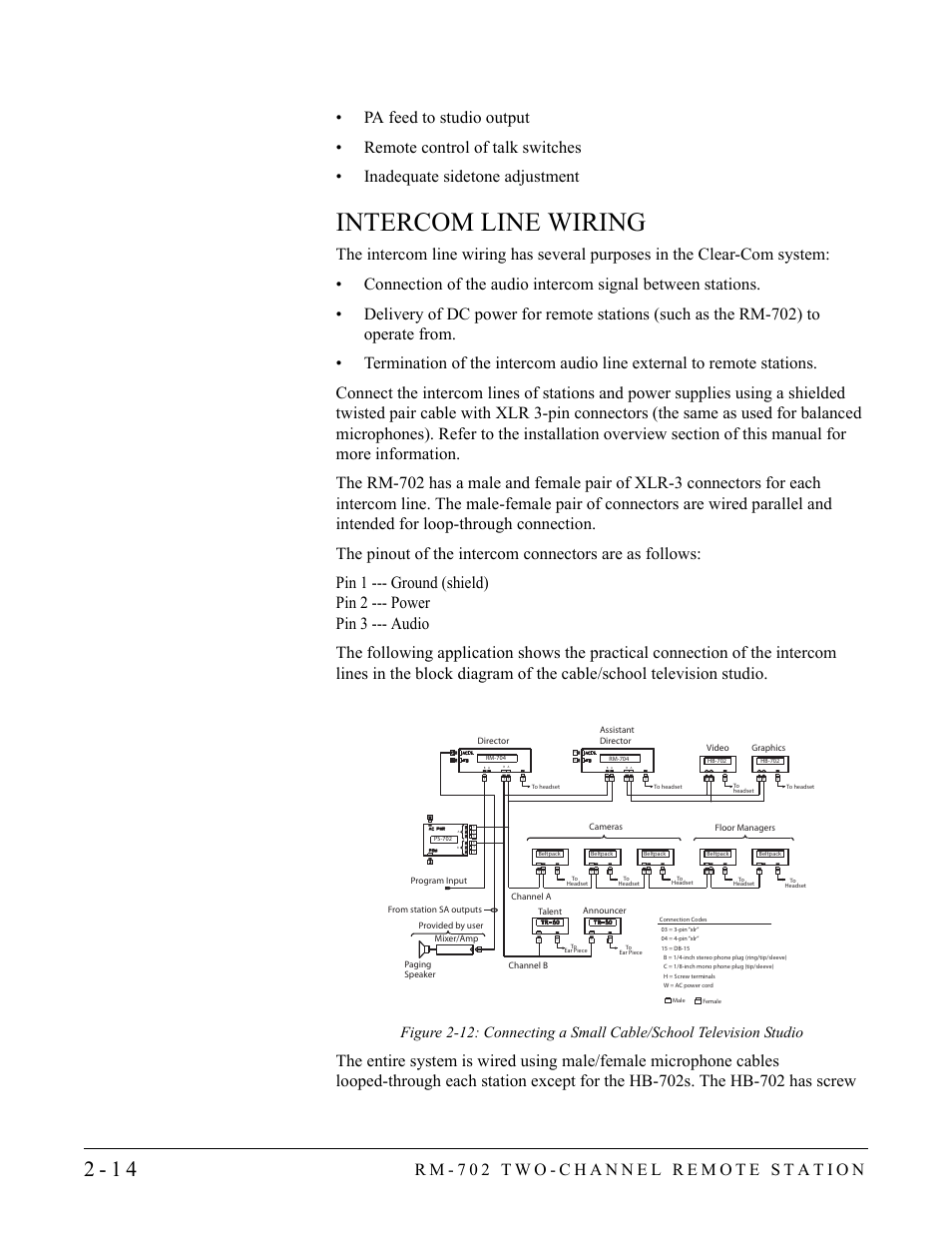 Intercom line wiring, Intercom line wiring -13 | Clear-Com RM-702 User Manual | Page 26 / 42