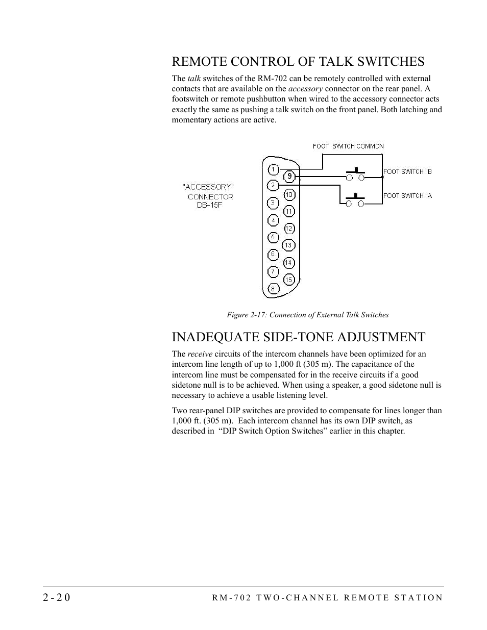 Remote control of talk switches, Inadequate side-tone adjustment | Clear-Com RM-702 User Manual | Page 32 / 42