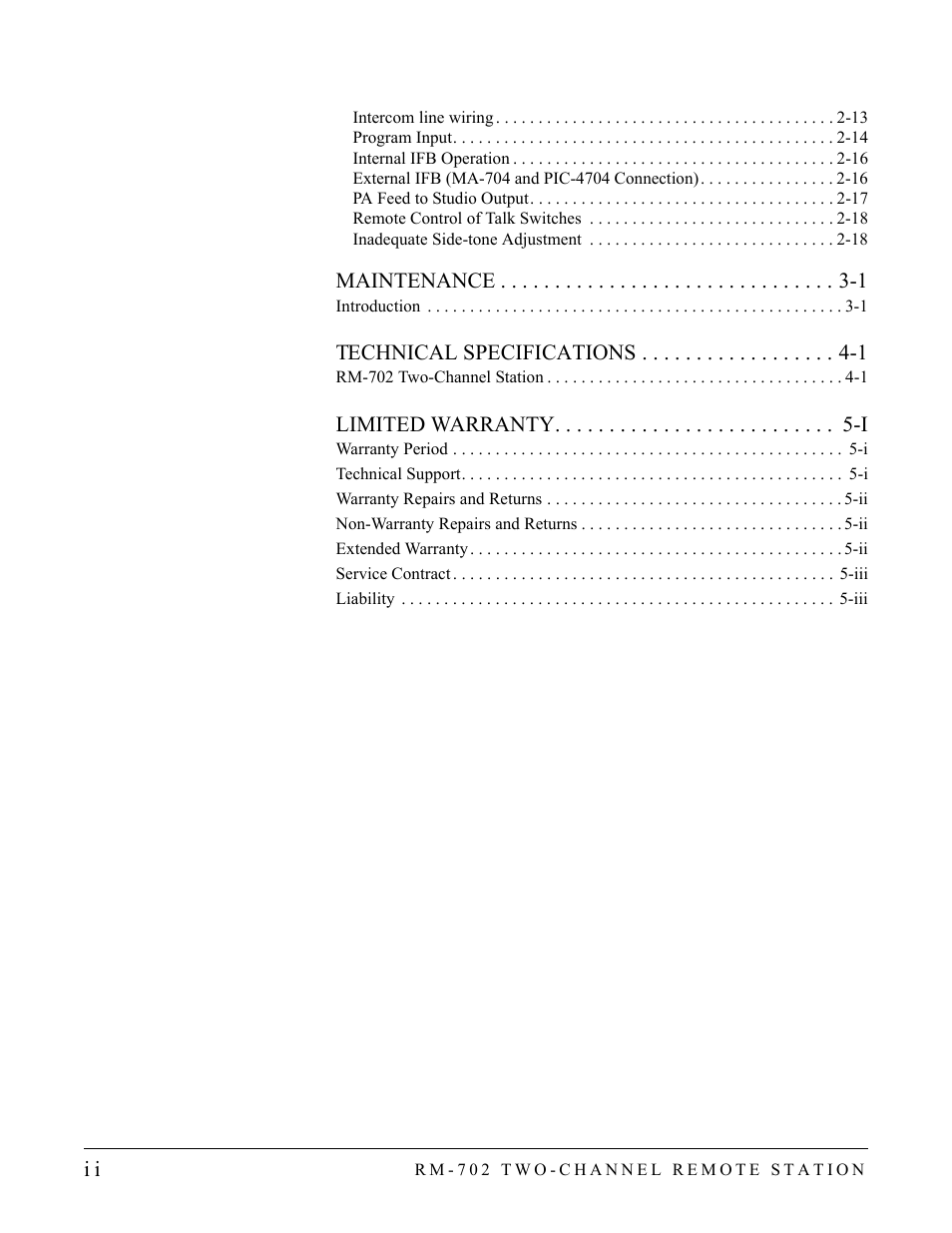 Clear-Com RM-702 User Manual | Page 4 / 42