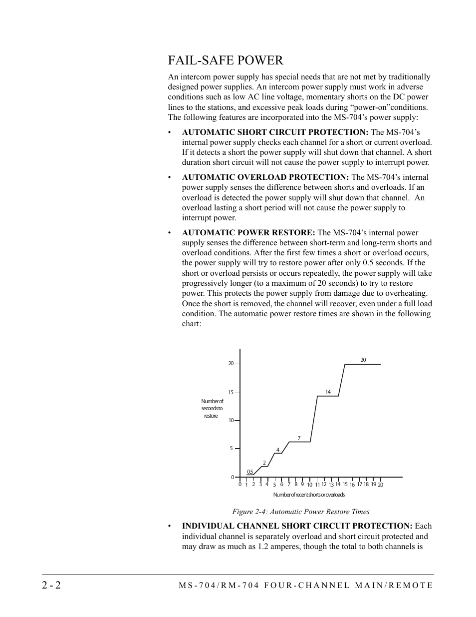 Fail-safe power, Fail-safe power -2 | Clear-Com RM-704 User Manual | Page 20 / 46