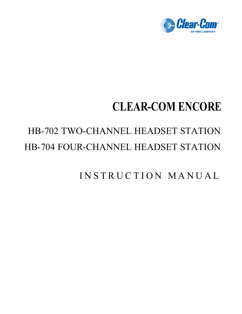 Clear-Com HB-704 User Manual | 24 pages