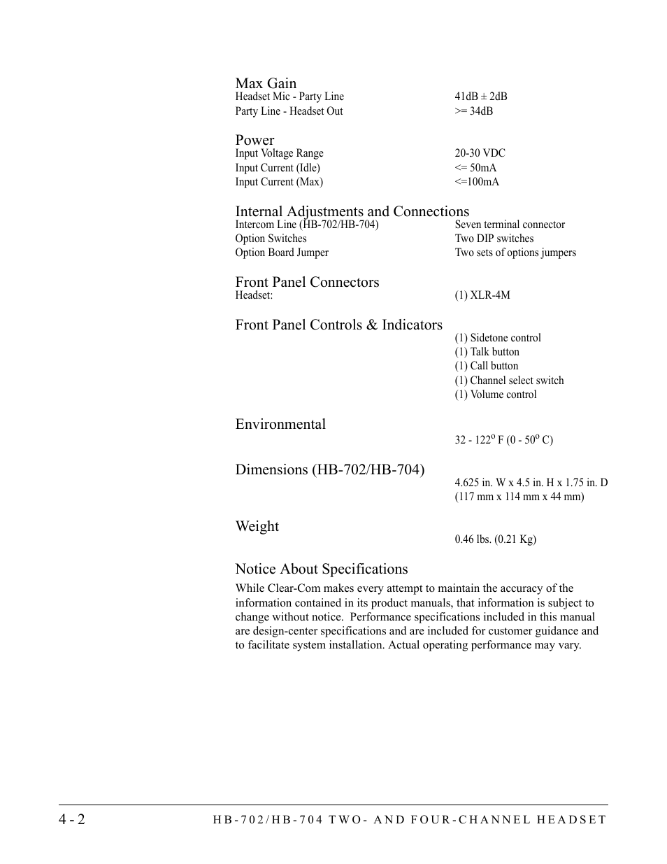 Clear-Com HB-704 User Manual | Page 20 / 24