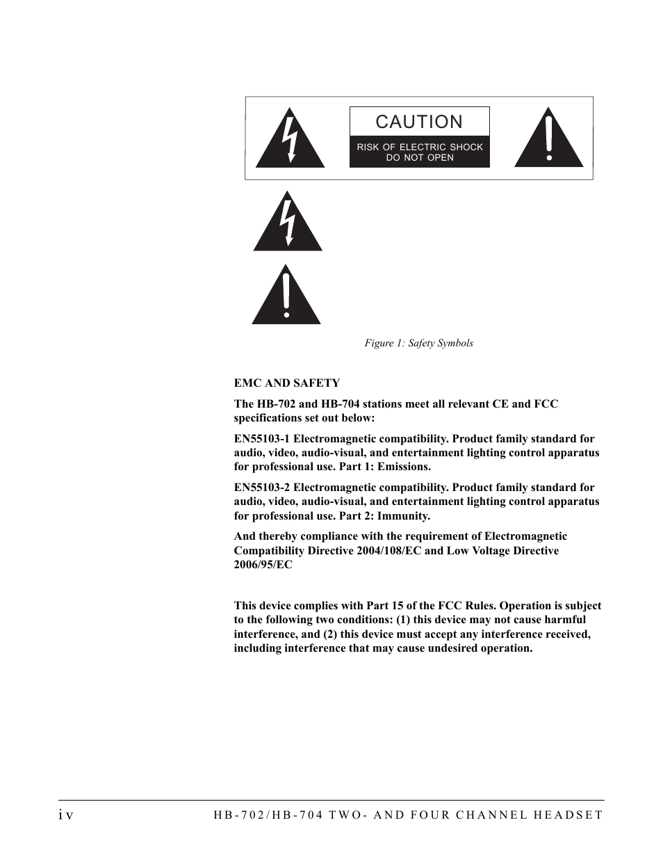 Caution | Clear-Com HB-704 User Manual | Page 6 / 24