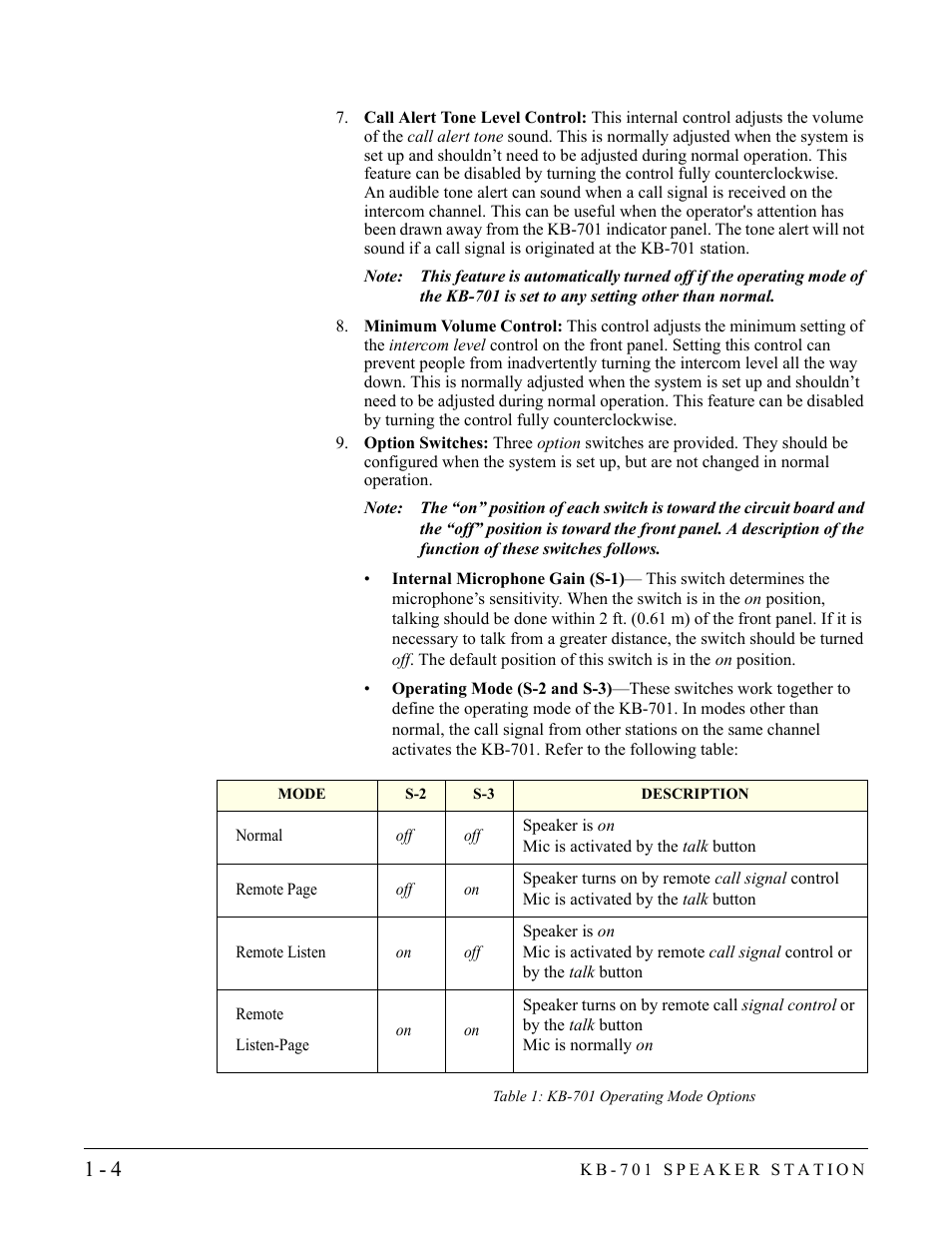 Clear-Com KB-701 User Manual | Page 10 / 24