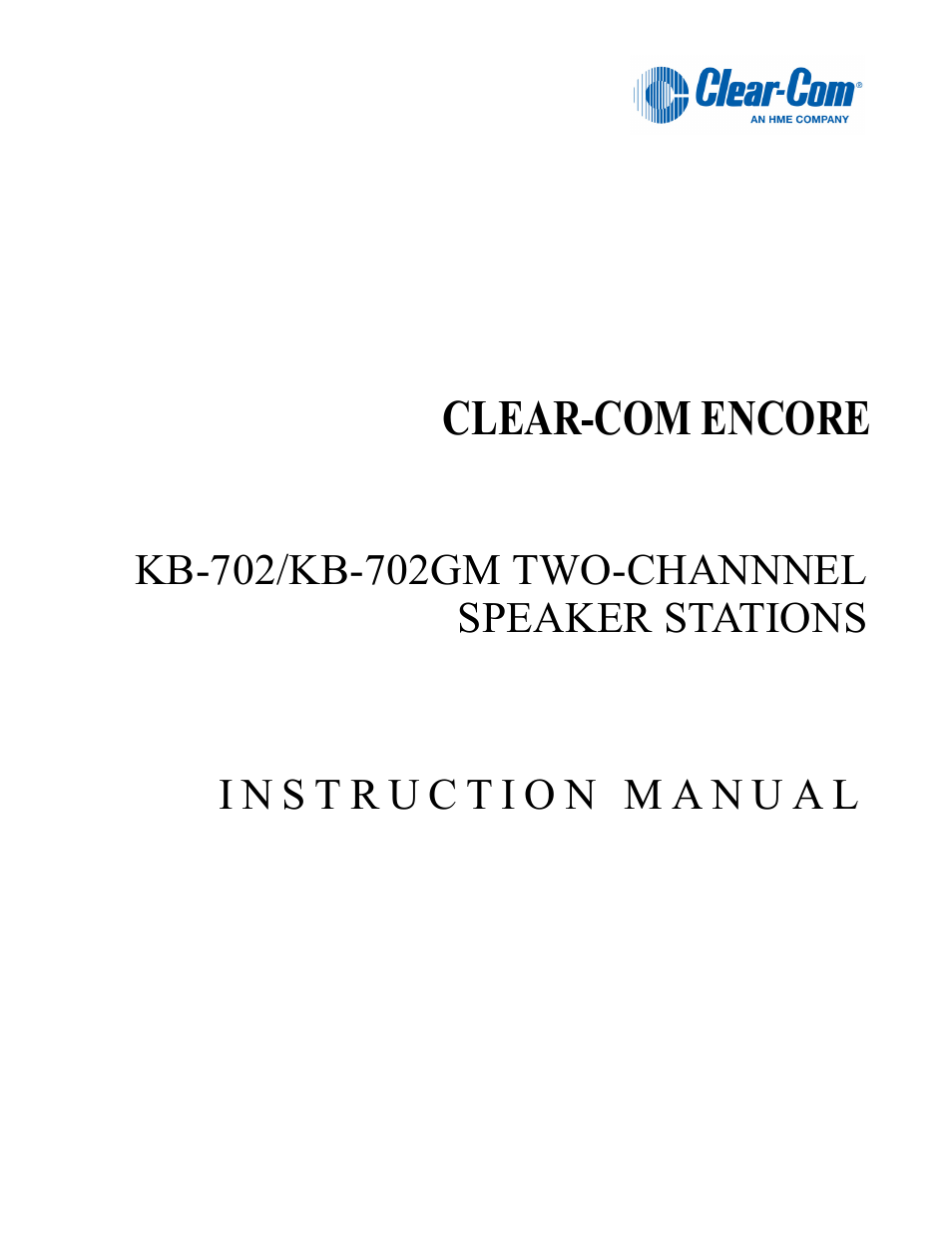 Clear-Com KB-702GM User Manual | 32 pages