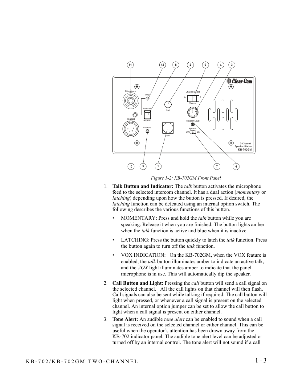 Clear-Com KB-702GM User Manual | Page 9 / 32