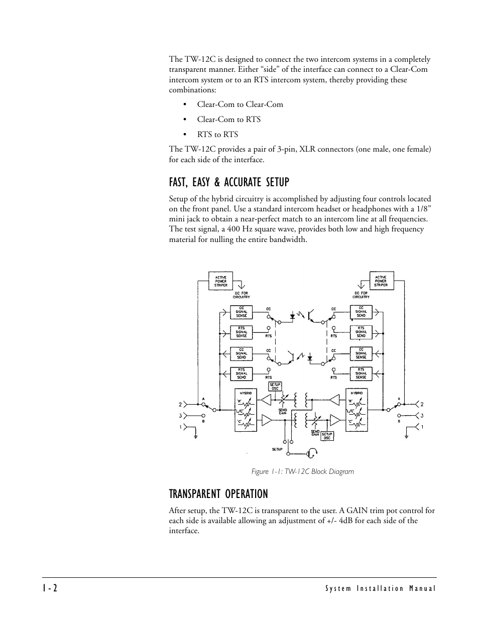 Fast, easy & accurate setup, Transparent operation | Clear-Com TW-12C User Manual | Page 8 / 20