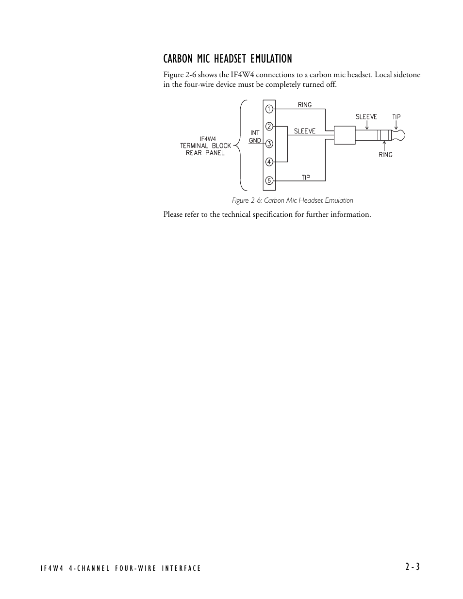 Carbon mic headset emulation, Carbon mic headset emulation -3 | Clear-Com IF4W4 User Manual | Page 13 / 20