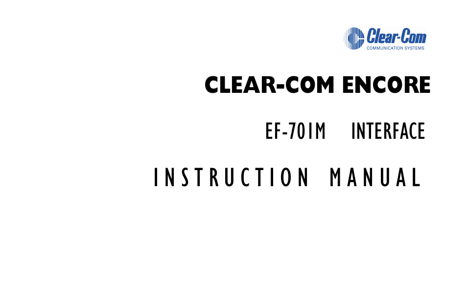 Clear-Com EF-701M User Manual | 62 pages