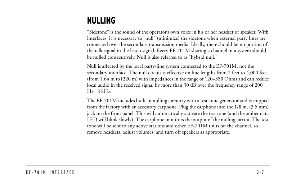 Nulling | Clear-Com EF-701M User Manual | Page 29 / 62