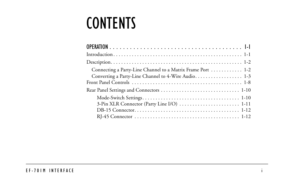 Clear-Com EF-701M User Manual | Page 3 / 62