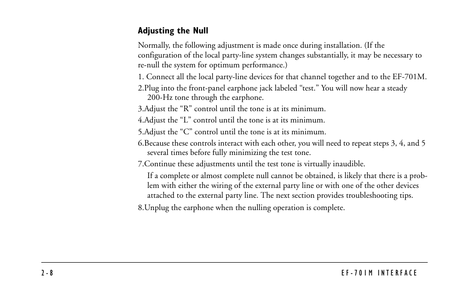 Clear-Com EF-701M User Manual | Page 30 / 62