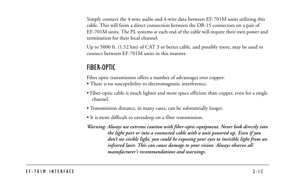 Fiber-optic | Clear-Com EF-701M User Manual | Page 35 / 62