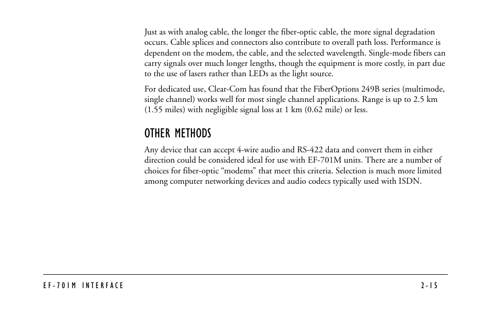 Other methods | Clear-Com EF-701M User Manual | Page 37 / 62